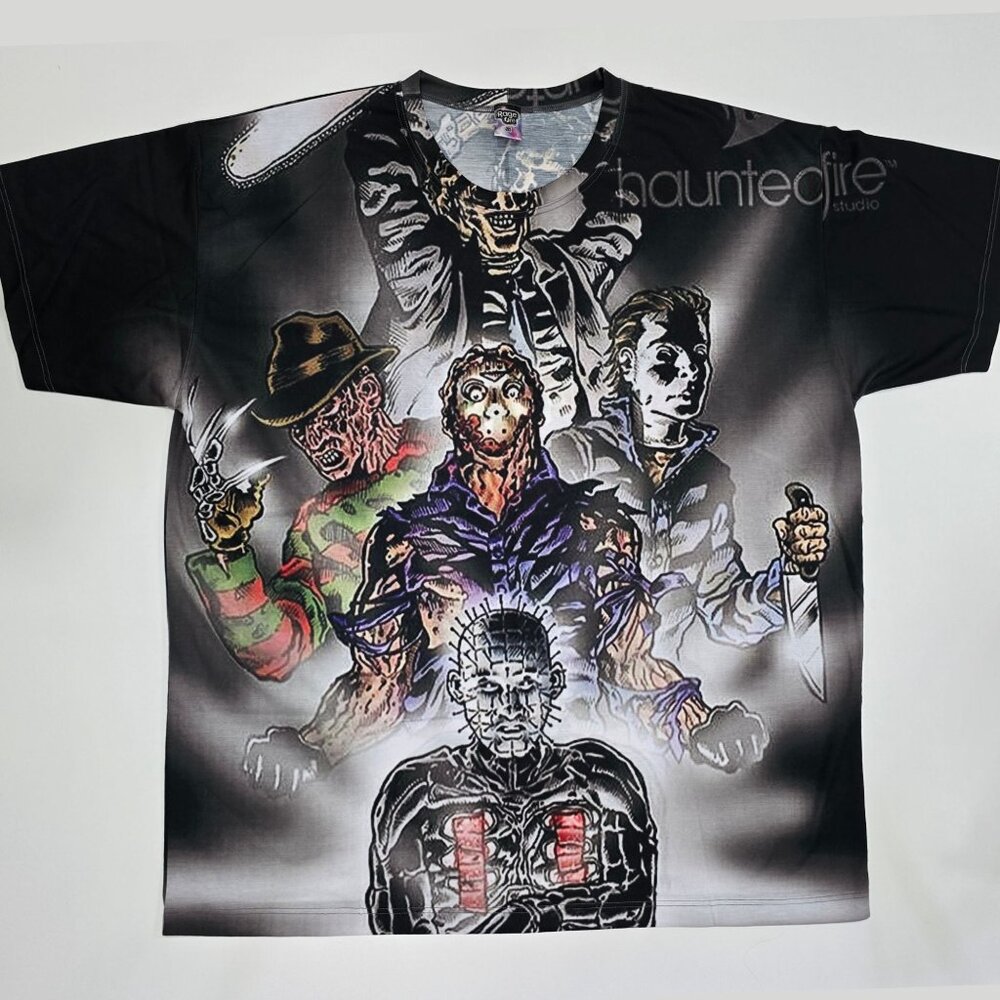 RageOn ✦ Horror Movie Icons Oversized Tee ✦ Black Double-Sided Print 5X NWT - Picture 10 of 11